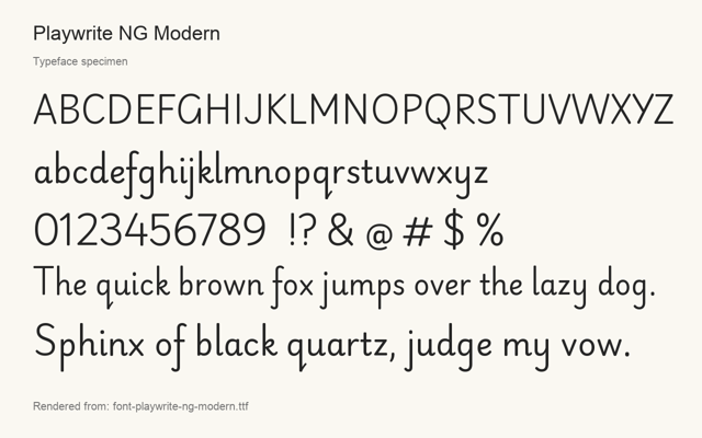 Typeface specimen rendered from the distributed font