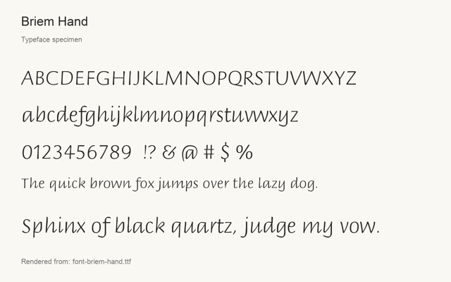 Typeface specimen rendered from the distributed font