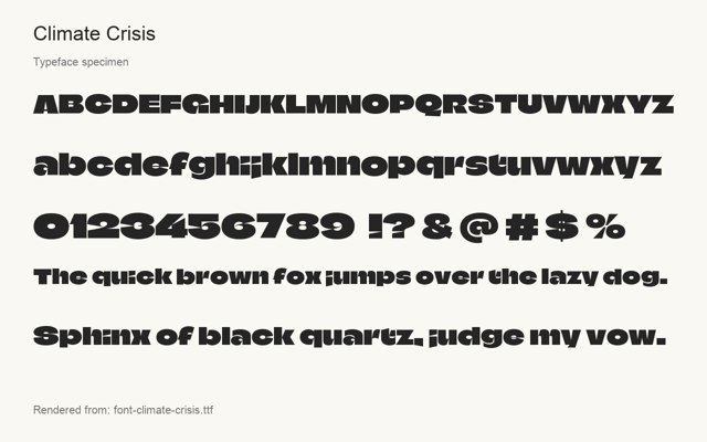 Typeface specimen rendered from the distributed font
