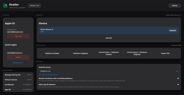 Official cross-platform iloader interface from the project README