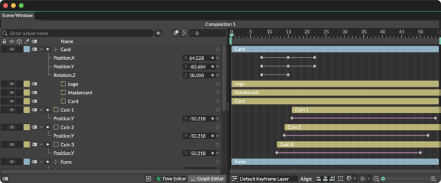 Official documentation screenshot of the Scene Window and animation timeline.