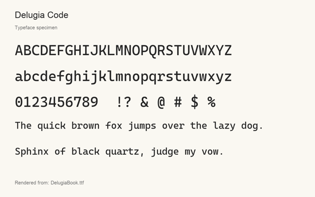 Typeface specimen rendered from the distributed font