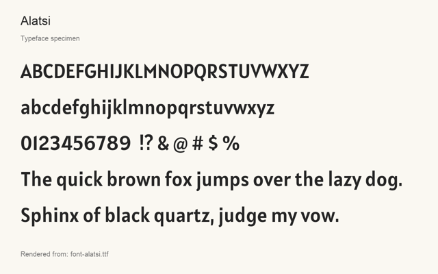 Typeface specimen rendered from the distributed font
