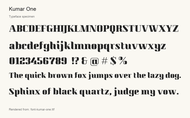 Typeface specimen rendered from the distributed font