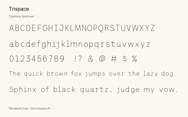 Typeface specimen rendered from the distributed font
