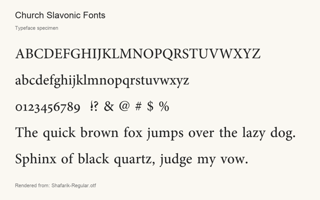 Typeface specimen rendered from the distributed font