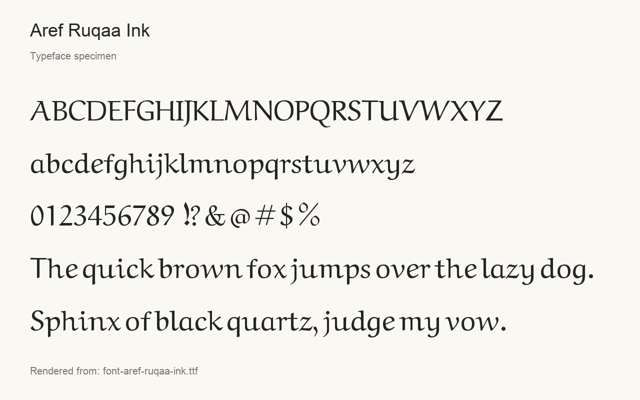 Typeface specimen rendered from the distributed font