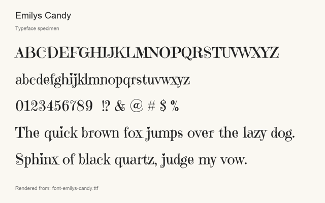 Typeface specimen rendered from the distributed font