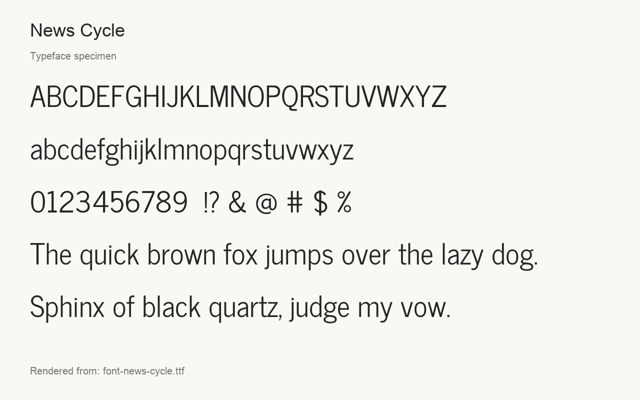 Typeface specimen rendered from the distributed font