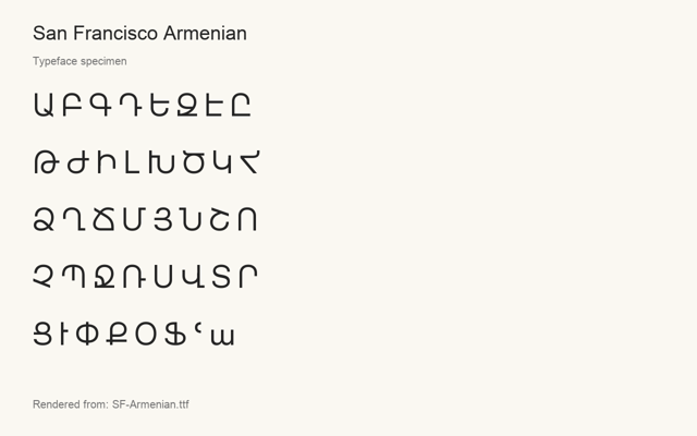 Typeface specimen rendered from the distributed font