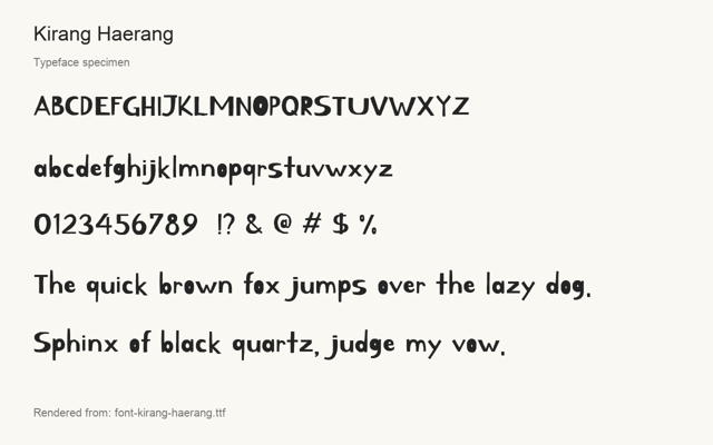 Typeface specimen rendered from the distributed font