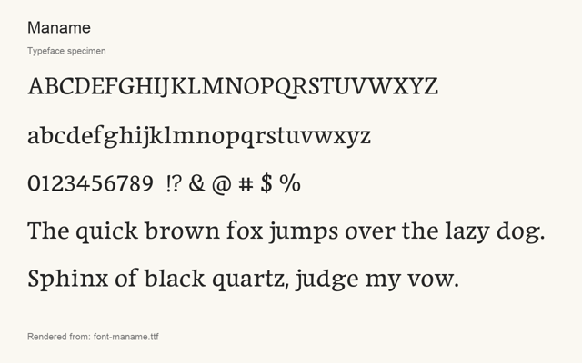 Typeface specimen rendered from the distributed font