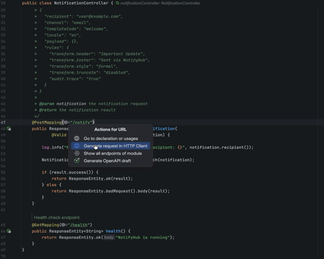 Official website demonstration of Java HTTP endpoint actions; illustrative image, not a verified current Mac capture.