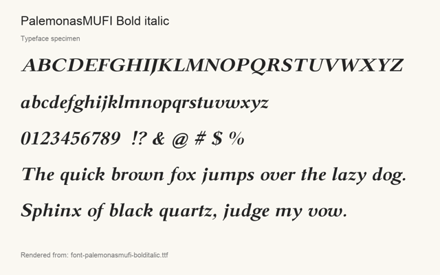Typeface specimen rendered from the distributed font