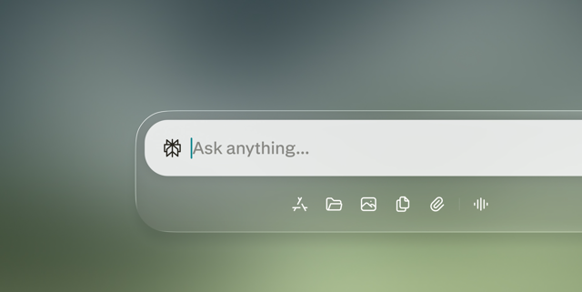 Captura de pantalla oficial de marketing de Perplexity Personal Computer que muestra su barra de tareas de escritorio; no se ha verificado que corresponda a la última compilación.