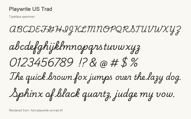 Typeface specimen rendered from the distributed font
