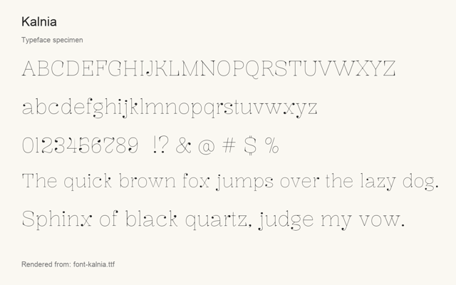 Typeface specimen rendered from the distributed font