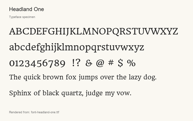 Typeface specimen rendered from the distributed font