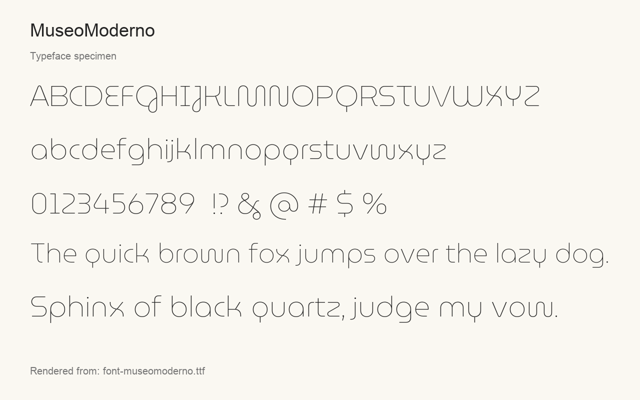 Typeface specimen rendered from the distributed font