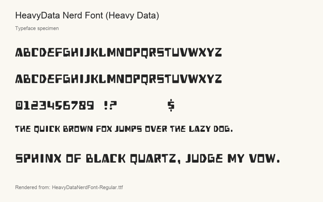 Typeface specimen rendered from the distributed font