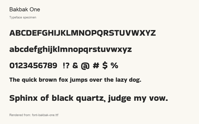 Typeface specimen rendered from the distributed font
