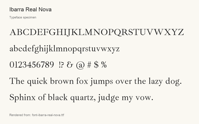 Typeface specimen rendered from the distributed font