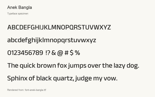 Typeface specimen rendered from the distributed font