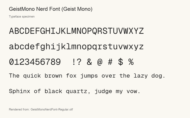 Typeface specimen rendered from the distributed font