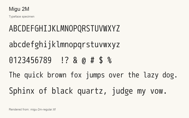 Typeface specimen rendered from the distributed font