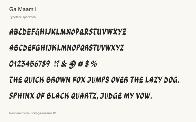 Typeface specimen rendered from the distributed font