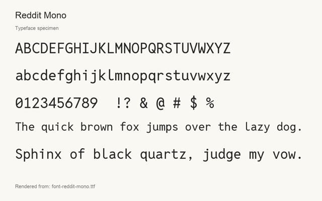 Typeface specimen rendered from the distributed font