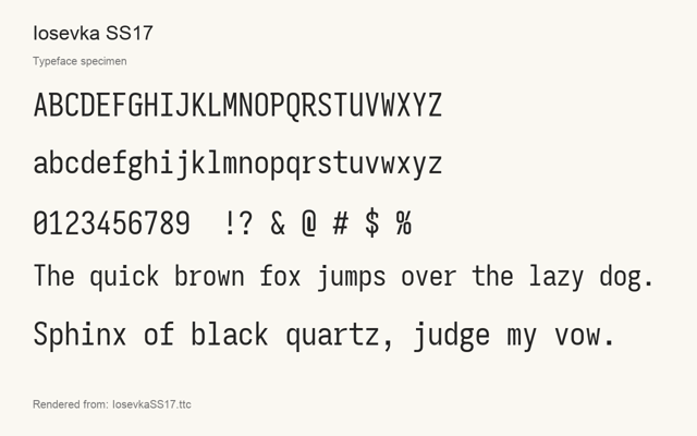 Typeface specimen rendered from the distributed font