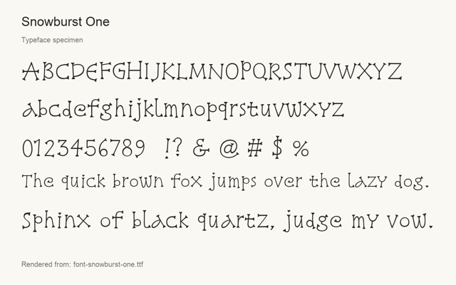Typeface specimen rendered from the distributed font