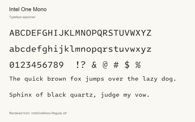 Typeface specimen rendered from the distributed font