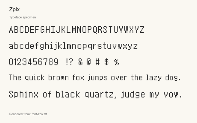 Typeface specimen rendered from the distributed font