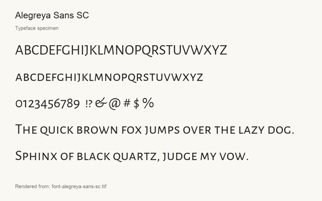 Typeface specimen rendered from the distributed font