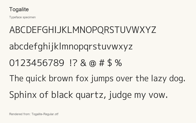 Typeface specimen rendered from the distributed font