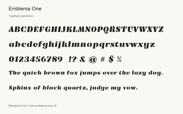 Typeface specimen rendered from the distributed font