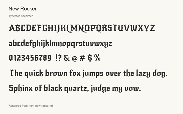 Typeface specimen rendered from the distributed font