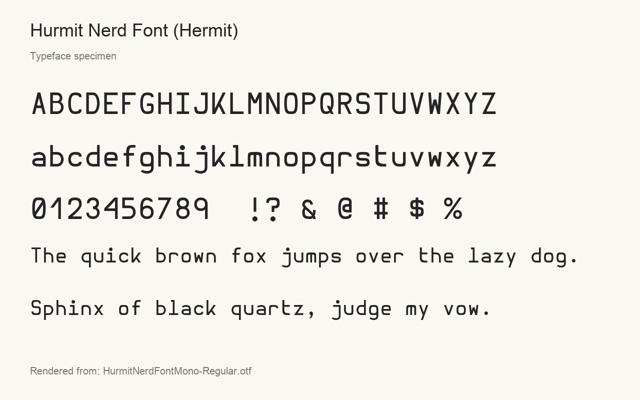 Typeface specimen rendered from the distributed font