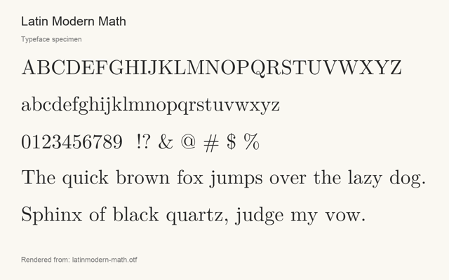 Typeface specimen rendered from the distributed font