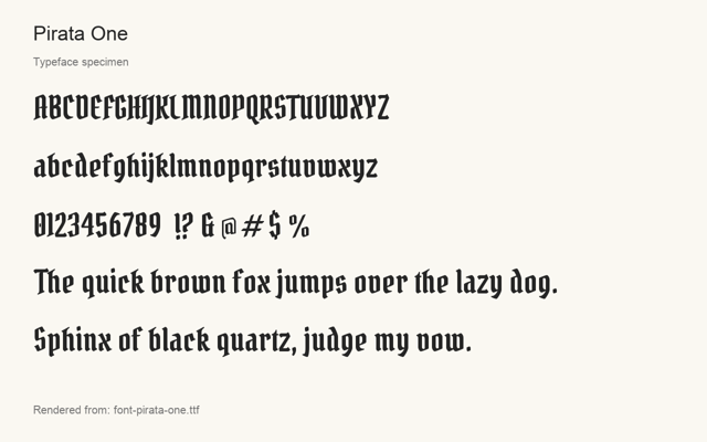 Typeface specimen rendered from the distributed font