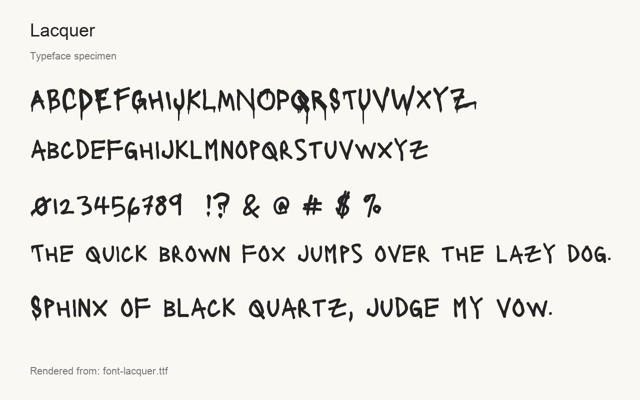 Typeface specimen rendered from the distributed font
