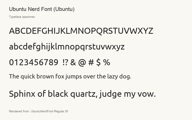 Typeface specimen rendered from the distributed font