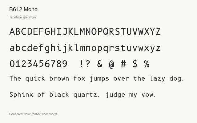 Typeface specimen rendered from the distributed font