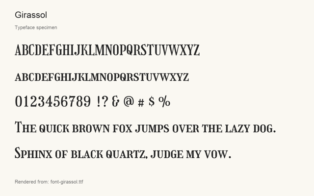 Typeface specimen rendered from the distributed font