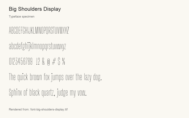 Typeface specimen rendered from the distributed font