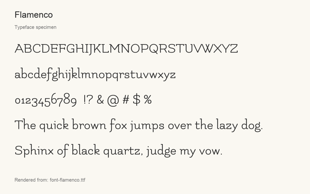 Typeface specimen rendered from the distributed font