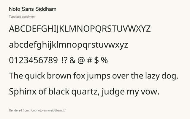 Typeface specimen rendered from the distributed font