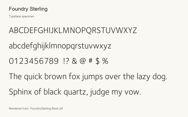 Typeface specimen rendered from the distributed font